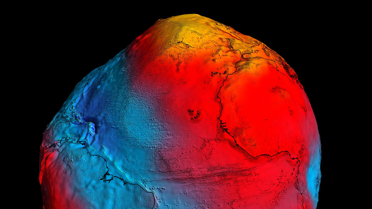 Khi lớp vỏ Tethys chìm xuống manti Trái Đất, nó đẩy lớp vật liệu có mật độ cao lên từ bong bóng magma khổng lồ dưới châu Phi, tạo ra hiện tượng giảm lực hấp dẫn. (Ảnh: Scientific American)