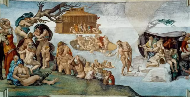 Một nhóm nhà khoa học đến từ Đại học Paris-Saclay, Pháp đã phát hiện ra bí ẩn tồn tại trong suốt 500 năm trong bức Đại hồng thủy.(Ảnh: Spectatio Divina)