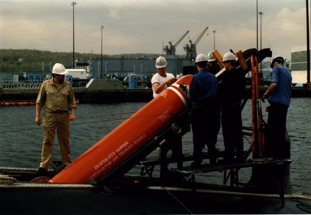 Tên lửa hành trình Harpoon được thiết kế cho nhiệm vụ tiêu diệt các loại tàu mặt nước chính thức lên các tàu ngầm hạt nhân của Hải quân Mỹ năm 1981. Nó xuất hiện trên hầu hết các tàu ngầm của lực lượng này bao gồm cả lớp Los Angeles, Seawolf và Ohio. Nguồn ảnh: Military Edge
