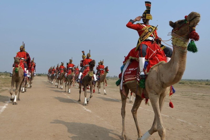 Ngoài ra, lạc đà là nhân vật không thể thiếu trong các hoạt động nghi lễ của quân đội Ấn Độ. Tương tự như ngựa, lạc đà vẫn là một biểu tượng không thể thiếu của quân đội nhiều nước trên thế giới, đặc biệt là ở Trung Đông và Ấn Độ. Ảnh: Warspot.