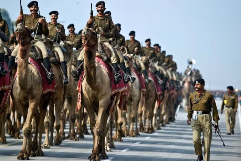 Lạc đà cũng rất quan trọng đối với quân đội Ấn Độ trong việc tuần tra biên giới. Chúng có thể di chuyển trên những khu vực mà phương tiện cơ giới không thể hoạt động. Ảnh: Warspot.