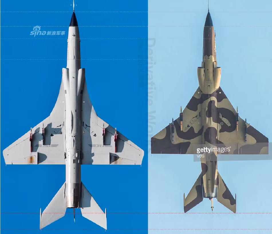 Phiên bản mới được kéo dài hơn so với trước, cải tiến cánh đuôi ngang và cánh đuôi đứng. Phần rìa cánh chính được kéo dài đến tận mép cửa hút không khí. Giải pháp này nhằm cải thiện khả năng ổn định khí động học cho máy bay. Nguồn ảnh: Sina.