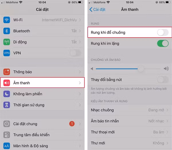 Nếu dùng nhạc chuông, hãy tắt rung, điều này sẽ giúp bạn tiết kiệm được một lượng lớn pin hàng ngày.