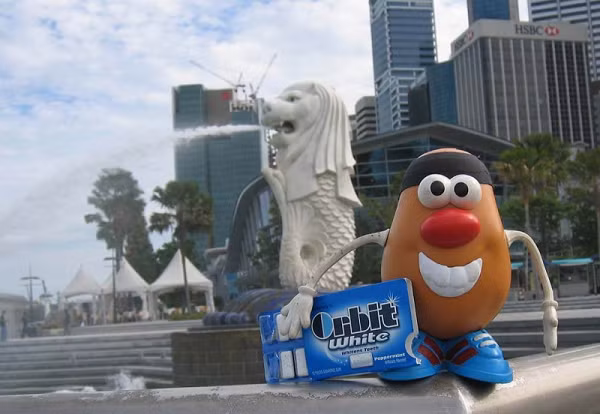 Tại Singapore, luật cấm kẹo cao su được ban hành từ năm 1992. Lệnh cấm này không hoàn toàn tước bỏ quyền sở hữu kẹo cao su của người dân, tuy nhiên nguồn cung kẹo cao su lại bị triệt hạ khi mọi hành vi bán và nhập kẹo cao su đều bị coi là phi pháp.