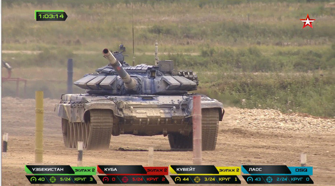 Khẩu súng máy 12,7mm trên tháp pháo xe tăng T-72B3 đã khiến nhiều kíp lái mất rất nhiều thời gian thao tác. Trong khi đó Uzbekistan đã triển khai chiến thuật cực kỳ khôn ngoan, đó là giảm thời gian bắn để đầu tư cho đoạn bứt tốc. Nguồn ảnh: Armygames.