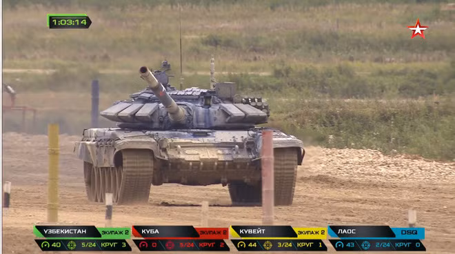 Khẩu súng máy 12,7mm trên tháp pháo xe tăng T-72B3 đã khiến nhiều kíp lái mất rất nhiều thời gian thao tác. Trong khi đó Uzbekistan đã triển khai chiến thuật cực kỳ khôn ngoan, đó là giảm thời gian bắn để đầu tư cho đoạn bứt tốc. Nguồn ảnh: Armygames.