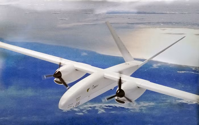 Hai động cơ cánh quạt của Altius-U cho phép nó bay được ở độ cao tối đa 800 mét - thấp hơn nhiều so với độ cao tối đa mà chiếc UAV của Mỹ có thể đạt được. Nguồn ảnh: Pinterest.