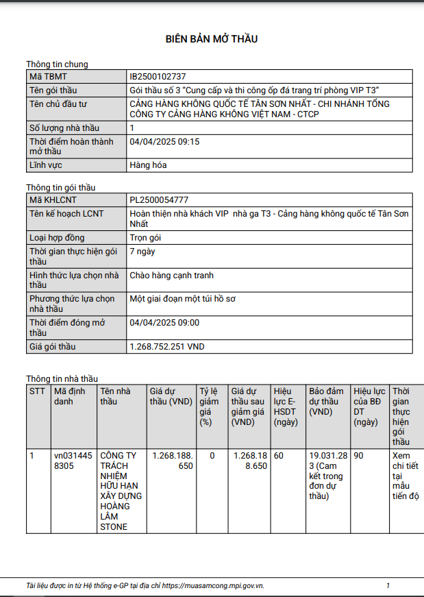CHK Quoc te Tan Son Nhat: Duy nhat Hoang Lam Stone du goi thau op da trang tri