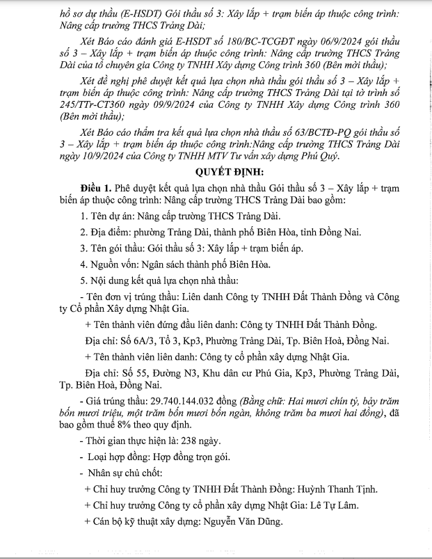 Dong Nai: Ai dang thi cong nang cap truong THCS Trang Dai?