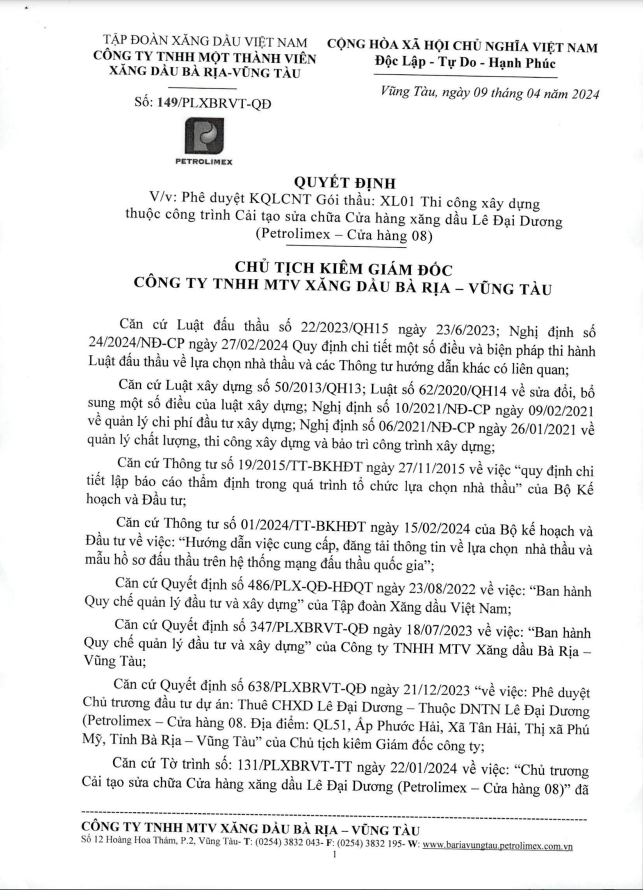 BR-VT: Vượt qua đối thủ, Cty Nam Hồng trúng gói thầu hơn 2 tỷ BR-VT: Vuot qua doi thu, Cty Nam Hong trung goi thau hon 2 ty