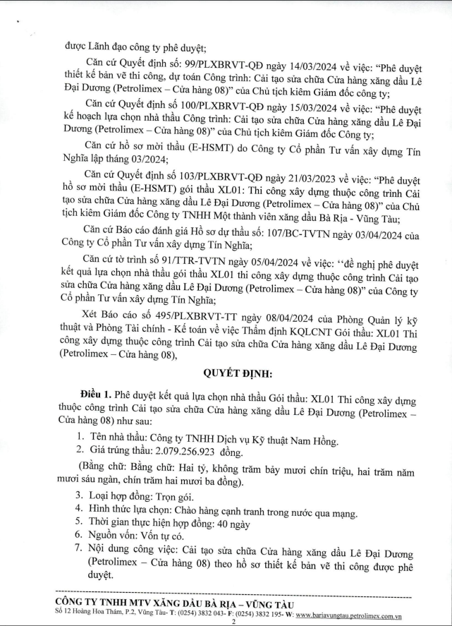 BR-VT: Vượt qua đối thủ, Cty Nam Hồng trúng gói thầu hơn 2 tỷ - Hình 2 BR-VT: Vuot qua doi thu, Cty Nam Hong trung goi thau hon 2 ty-Hinh-2