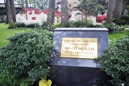 Ngôi mộ nằm cách đường Trương Định (phường Bến Thành, quận 1) khoảng 30m, bên trong khuôn viên công viên Tao Đàn. Theo các tài liệu Sài Gòn xưa, mộ phần là nơi chôn cất của vợ chồng một người Việt gốc Hoa họ Lâm. Đây là ngôi mộ được công nhận di tích cấp thành phố.