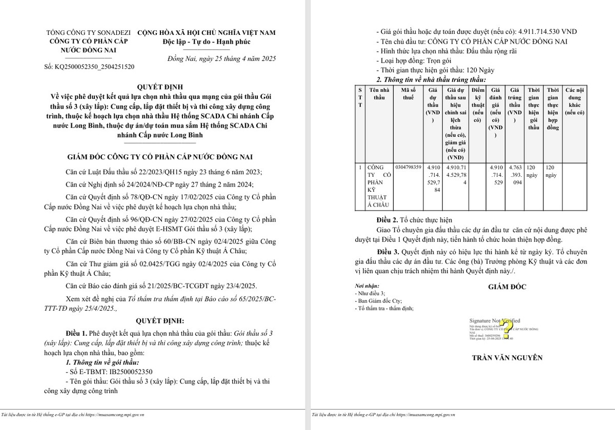 Diem danh nhung goi thau cua Ky thuat A Chau tai cap nuoc Dong Nai