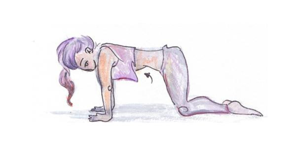 Sau đó hóp bụng vào và từ từ thở ra.