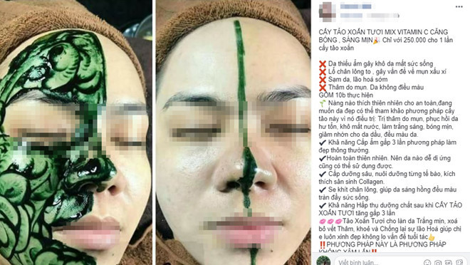 Quảng cáo về phương pháp cấy tảo xoắn xuất hiện nhiều trên internet. Ảnh chụp màn hình.