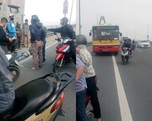 Va cham voi xe buyt, nguoi di xe may chet tren cau Nhat Tan