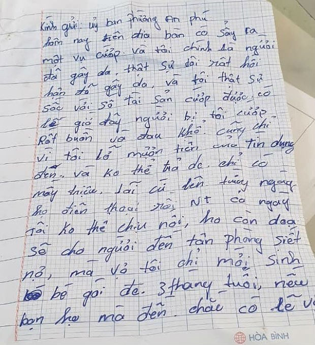 Hy huu: Hoi han, nguoi cha viet thu tra lai tien di cuop tra no tin dung den