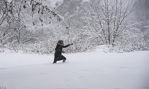 Ngoài ra, hàng trăm chuyến bay đã bị hủy bỏ, mạng lưới điện ở Moscow bị gián đoạn do ảnh hưởng của trận mưa tuyết. Ảnh: AP.
