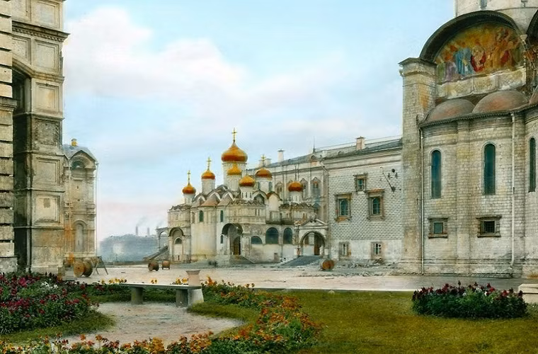 Nhà thờ Annunciation ở Moscow hàng chục năm về trước.
