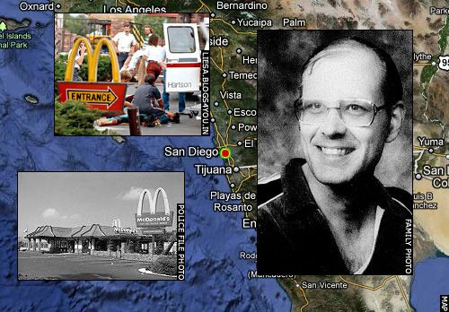 Ngày 18/7/1984, James Oliver Huberty, mang theo 3 khẩu súng vào một cửa hàng McDonald tại quận San Ysidro, thành phố San Diego, bang California, Mỹ. Trong 78 phút, Huberty đã sát hại 21 người và làm 19 người khác bị thương.