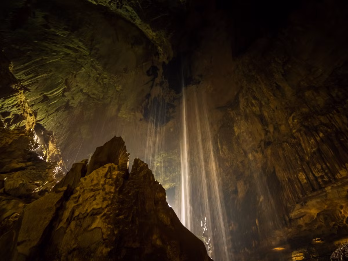 Hang Hươu (Deer Cave) là hang động có lối vào lớn thứ hai thế giới. Nằm ở Vườn quốc gia Gunung Mulu của Malaysia, hang Hươu gây ấn tượng với du khách bởi thảm thực vật phong phú và là nơi hàng trăm ngàn con dơi làm tổ.