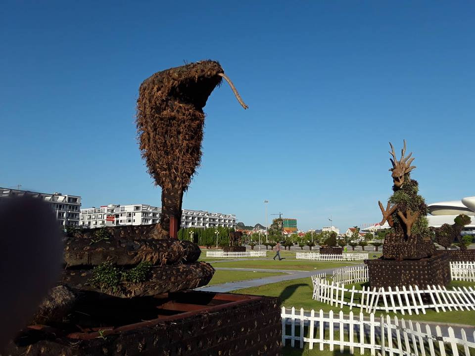 Đầu phủ đầy cỏ, con rắn trở nên vô cùng... đáng yêu.