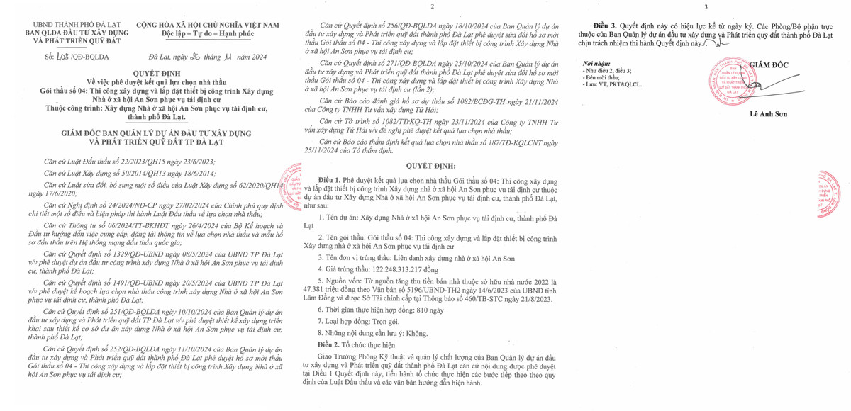 Lam Dong: Lien danh 3 cong ty trung goi thau hon 122 ty dong