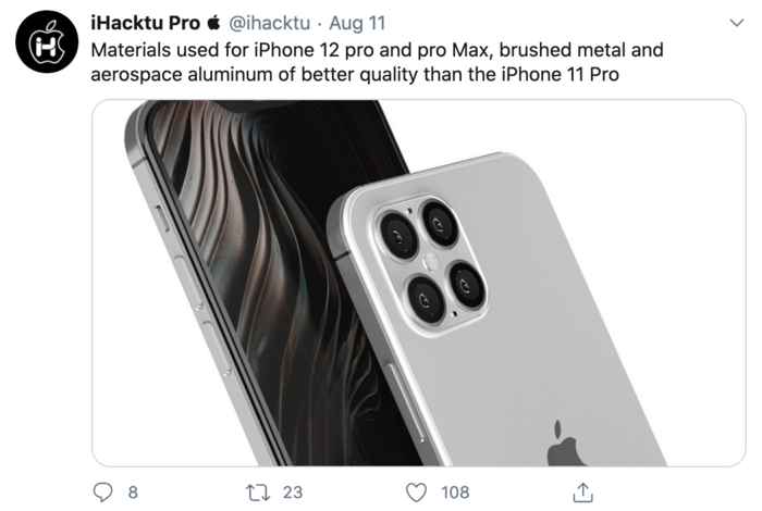 Và theo một nguồn tin mới đây, 2 phiên bản cao cấp iPhone 12 Pro và iPhone 12 Pro Max sẽ còn sang chảnh hơn nữa nhờ được trang bị bộ khung làm từ chất liệu “nhôm hàng không vũ trụ”.