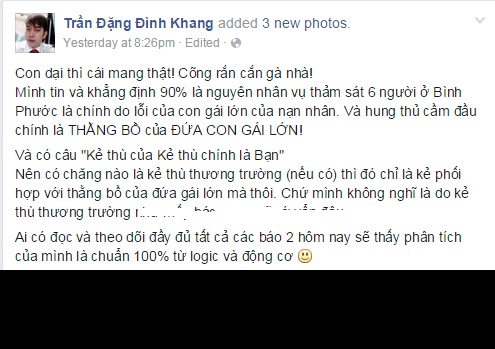 Cũng vì tính chất phức tạp của vụ việc, trên mạng rộ lên những cuộc tranh cãi khi người người thi nhau thể hiện mình là "thám tử", đưa ra những suy luận, phán đoán của mình về vụ án. Cũng từ đây một số "thánh Conan", "thánh phán" xuất hiện với những suy luận logic xuất hiện và được dân mạng quan tâm.