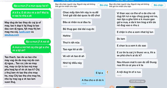 Các tin nhắn mà ông Đệ gửi chị T. Nguồn ảnh: CAND Online