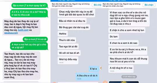 Các tin nhắn mà ông Đệ gửi chị T. Nguồn ảnh: CAND Online