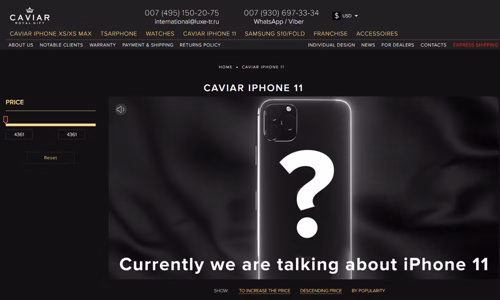 Phiên bản iPhone Apollo 11 siêu sang này sẽ chỉ được sản xuất với số lượng giới hạn 50 chiếc trên toàn thế giới, theo đơn đặt hàng. Giá tùy chọn của 3 phiên bản bộ nhớ: 64GB, 128GB hoặc 512GB rơi vào khoảng 4.400 đến 5.110 USD.