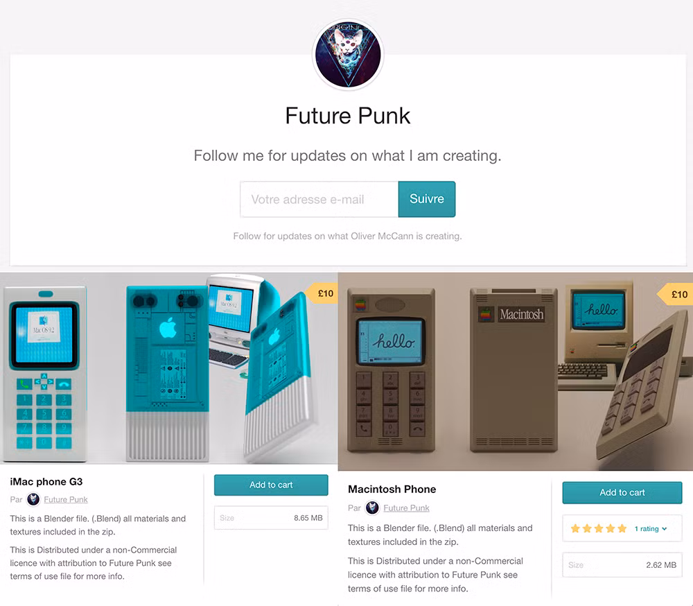 Không chỉ thiết kế cho vui, trang web gumroad.com còn rao bán 2 bản dựng render iPhone phiên bản 198x này với giá 10 bảng anh mỗi chiếc. Sau khi trả tiền, người mua có thể tải về file hình dựng sẵn, cũng như toàn bộ những thành phần, chi tiết, font chữ riêng lẻ để tự vọc vạch.