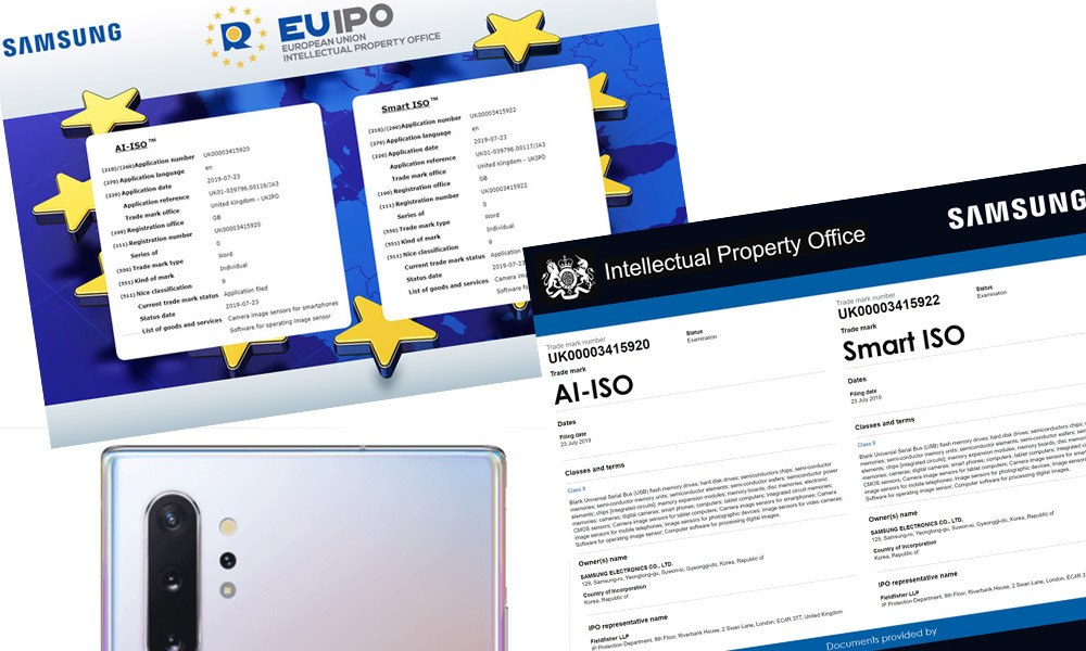 Thêm nữa, hai sáng chế mới nhất của Samsung, liên quan tới công nghệ camera cũng đã bị lộ. Vào ngày 23/7 mới đây, hai nhãn hiệu AI ISO và Smart ISO vừa mới được Văn phòng bằng sáng chế châu Âu cấp cho Samsung.