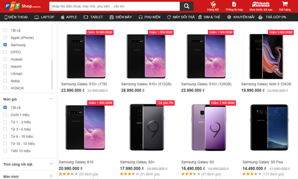 Song song với những chương trình đặt trước Note 10 siêu hẫp dẫn, Samsung cũng đồng thời tiến hành giảm shock giá bán của nhiều mẫu máy trên thị trường. Điển hình như: Galaxy S10 chính hãng được giảm mạnh còn 17 triệu đồng. Các mẫu Note 9, S9, A7… đều được giảm trung bình từ 1.000.000 đến 3.000.000 đồng.