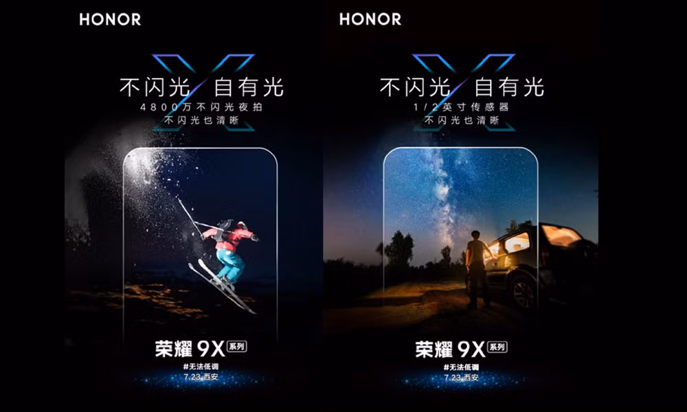 Mặc dù Honor 9X Pro nằm ở chiếu dưới và có giá bán thấp hơn, tuy nhiên nó cũng được trang bị cụm 3 camera, cho khả năng chụp hình tương đương flagship Honor 20 Pro. Hai bức ảnh quảng cáo tập trung vào khả năng chụp ban đêm của mẫu Honor 9X Pro vừa được tung lên mạng xã hội Weibo, đã lập tức gây sốt.