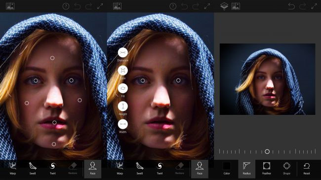  Adobe Photoshop Fix: Ông lớn Adobe, người hung độc tôn chuyên cung cấp giải pháp chỉnh sửa ảnh chuyên nghiệp cho máy tính, cũng không muốn mờ nhạt trên chiến trường di động. Ứng dụng này so với bản dành cho máy tính, có phần lược giản hơn và tập trung nhiều vào các thao tác cơ bản và cần thiết nhất. Ý tưởng đằng sau Adobe Photoshop Fix là việc cung cấp một công cụ chỉnh sửa nhanh gọn cho iPhone, dựa trên sự mạnh mẽ của Photoshop bản đầy đủ.