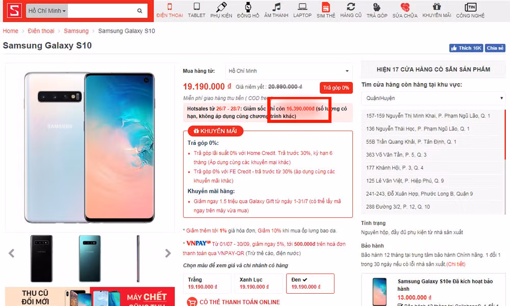 Mẫu Galaxy S10 thì giảm giá nhẹ nhàng hơn, khoảng 1 triệu đồng. Giá S10 xách tay trên thị trường rơi vào khoảng 19,2 triệu đồng. Tuy nhiên, có cửa hàng áp dụng giảm shock mẫu S10 chỉ còn 16,4 triệu đồng. Đây chắc chắn là thời cơ sở hữu máy tốt nhất ở thời điểm hiện tại.