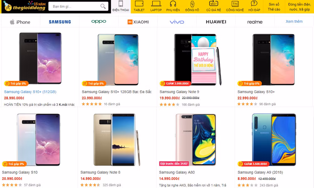 Sau Apple, Samsung cung dang giam gia soc nhieu dien thoai 