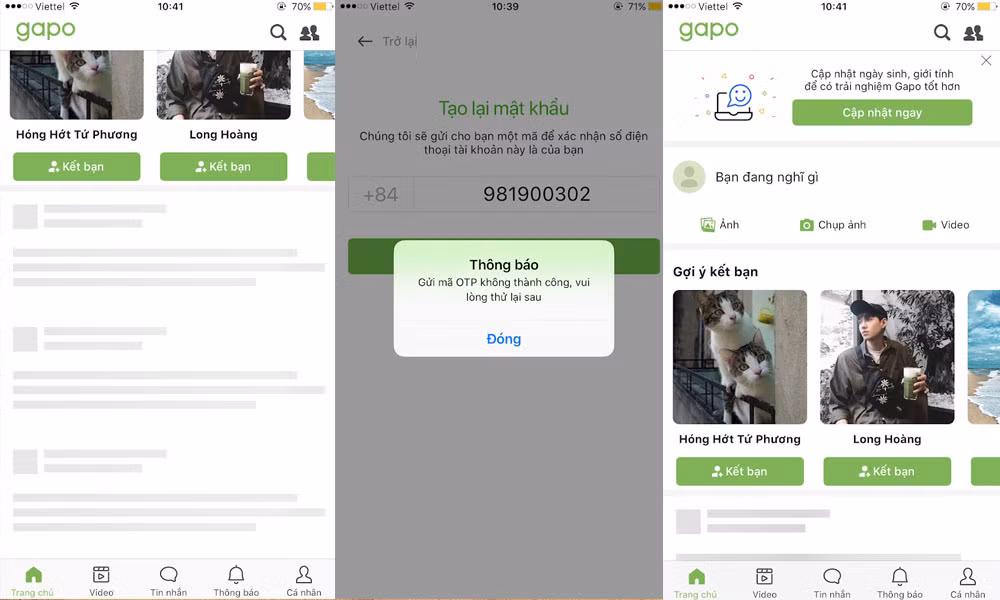 Các thao tác đăng ký tài khoản mới gặp khó khăn. Bản thân Gapo nền tảng iOS hay Android đều vấp phải nhiều lỗi, như: lỗi hiển thị nội dung, lỗi không thể đăng bài, lỗi không thể tương tác…