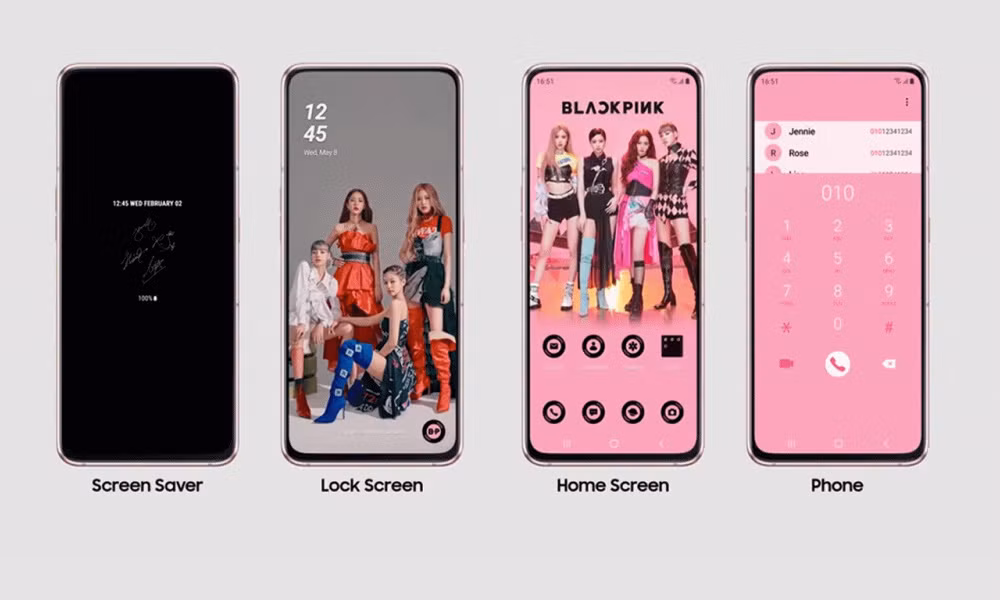 Các logo được thiết kế bo tròn có màu nền đen và hình minh họa màu hồng. Đặc biệt, giao diện gọi điện được tinh chỉnh màu hồng trắng vô cùng đáng yêu.