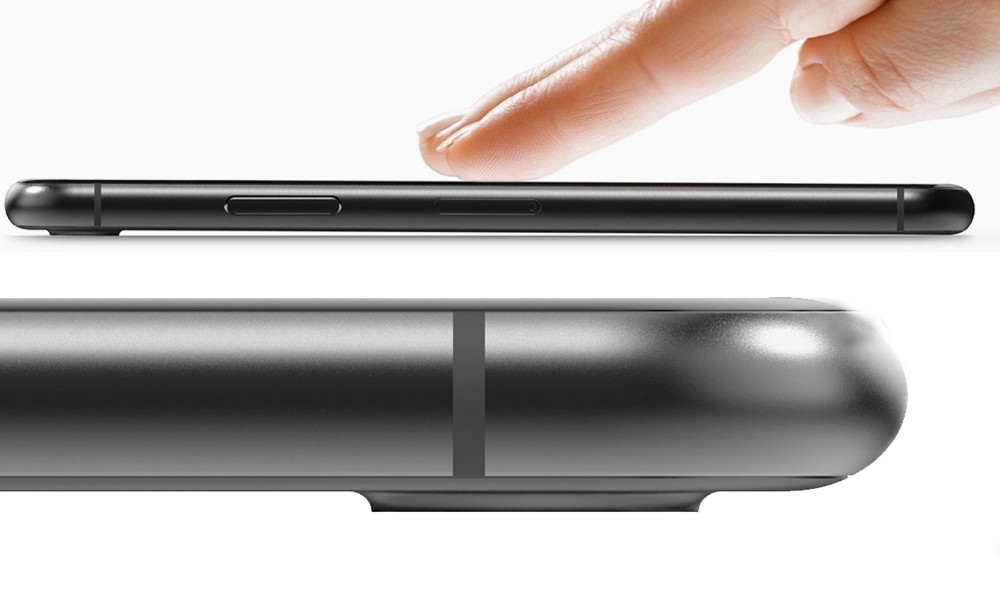 Cụm camera sau sẽ lồi lên khỏi mặt lưng, tuy nhiên độ cao không đáng kể. Cạnh của cụm cam này cũng được vuốt cong để hài hòa với thiết kế tổng thể. Mặt sau vẫn là mặt kính, nhưng phần viền máy lại là nhôm như iPhone 8 / 8 Plus.