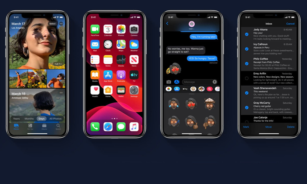 Giao diện tối Dark mode hoàn toàn mới: Tính năng này đã được thử nghiệm trên nhiều nền tảng: Youtube, Chrome… và trở thành xu hướng thời thượng. Giờ thì Apple quyết định sẽ tích hợp nó lên iOS 13. Nó giúp một số thiết bị hoạt động tiết kiệm pin hơn và quan trọng là không làm hại mắt người dùng iPhone thường xuyên vào ban đêm.
