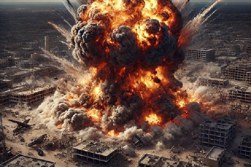 Tại hiện trường vụ nổ, diện tích cháy lan rộng rất nhiều, các vụ nổ tiếp tục xảy ra tại hiện trường, bom bay khắp nơi gây ra các vụ nổ thứ cấp. Khi phát nổ, các vật thể ở gần sẽ bay lên và phát nổ ở rất xa. Kết quả là toàn bộ kho đạn bị xóa sổ hoàn toàn. Ảnh minh họa.