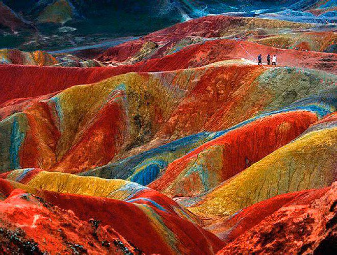 Lớp đất cổ 6000 năm tuổi ở công viên địa chất Đan Hà, Trương Dịch, tỉnh Cam Túc, Trung Quốc.