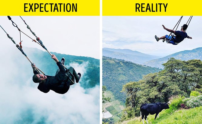 4. Đu quay ở nơi tận cùng thế giới, Banos, Ecuador: Đu quay nổi tiếng thế giới ở Ecuador là một ví dụ xác đáng nhất chứng minh rằng mọi thứ phụ thuộc vào góc độ phù hợp. Khi bạn nhìn vào những bức ảnh hùng vĩ thơ mộng này, có vẻ như có một vực thẳm dưới ngay dưới chân bạn và bạn có thể chạm tay vào cả bầu trời. Thực tế, đây chỉ là một ngọn đồi dốc đứng mà thôi!