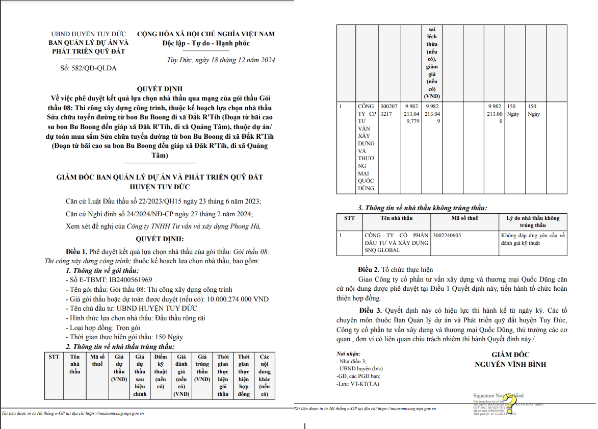 Dak Nong: Nang luc nha thau lien tuc trung goi sua chua duong tai Tuy Duc