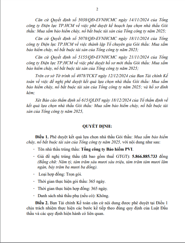 Điện lực TP HCM: PVI trúng gói thầu bảo hiểm tài sản năm 2025 - Hình 2 Dien luc TP HCM: PVI trung goi thau bao hiem tai san nam 2025-Hinh-2