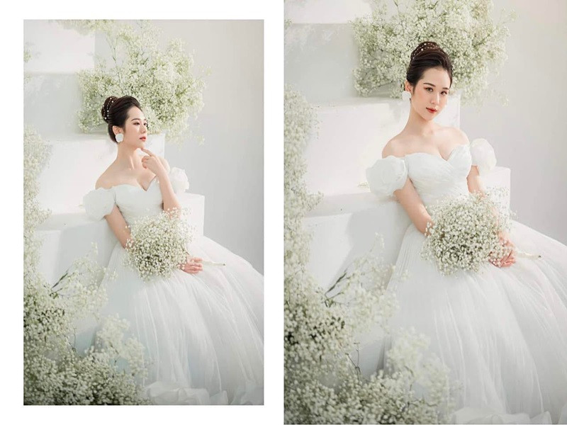 Phương Anh trẻ trung, gợi cảm khi khoác lên mình chiếc váy cô dâu.