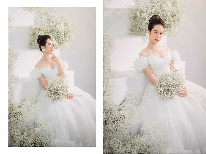 Phương Anh trẻ trung, gợi cảm khi khoác lên mình chiếc váy cô dâu.